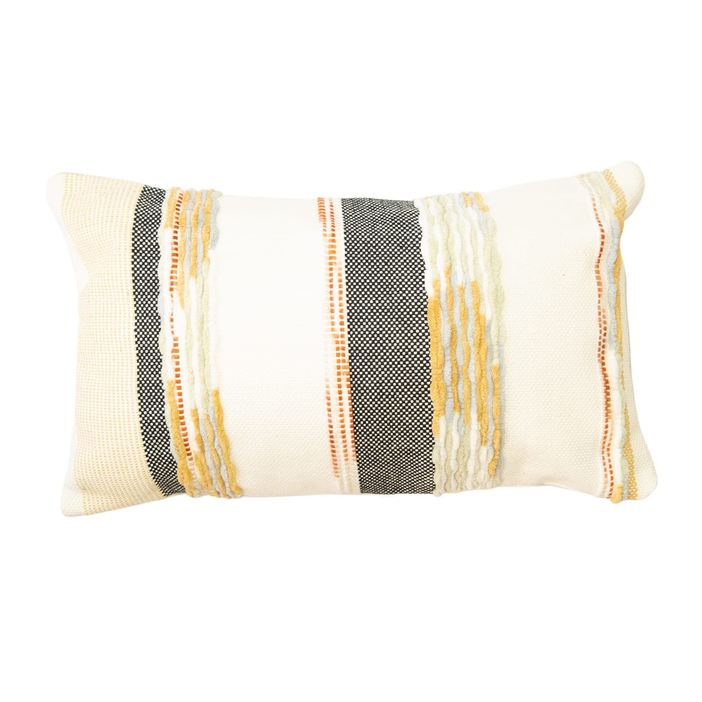Coussin texturé rayé noir et terracotta — vue 2