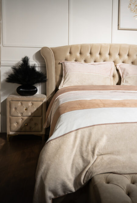 Rayures beige/marron clair et blanc cassé