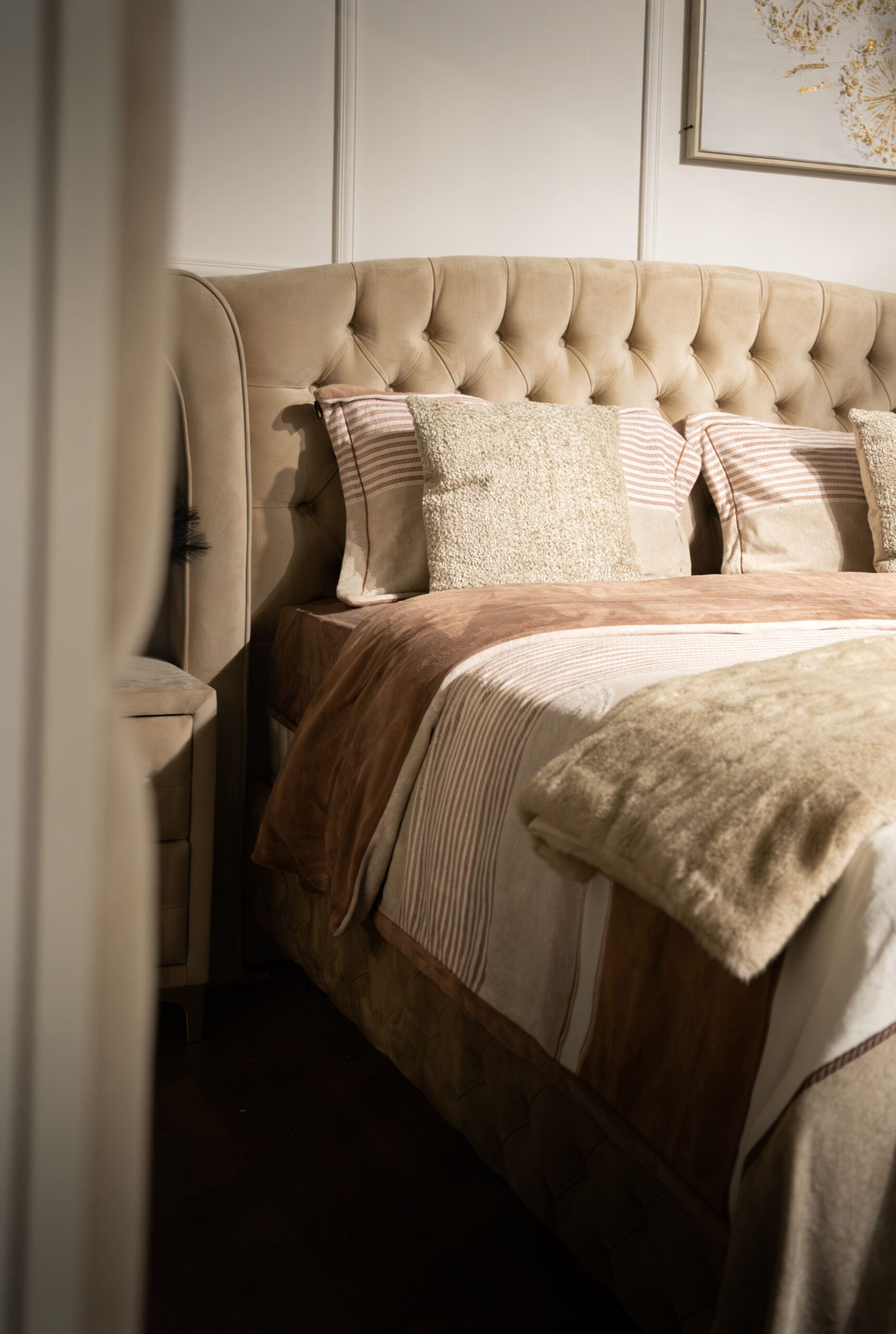 Rayures beige/marron clair et blanc cassé - Image 3