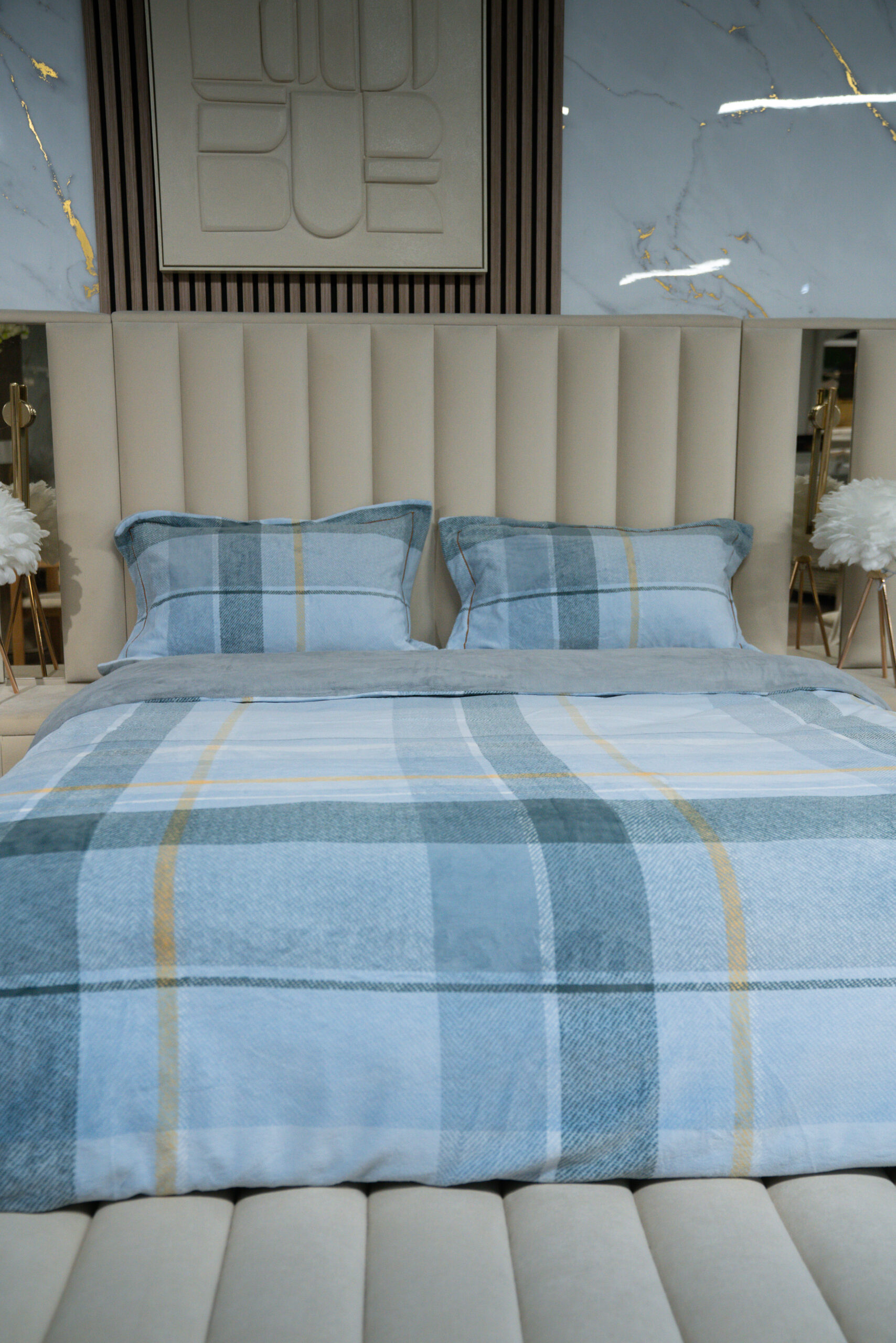 Multicolore pastel (bleu clair, jaune pâle, rose clair, grands carreaux) - Image 4