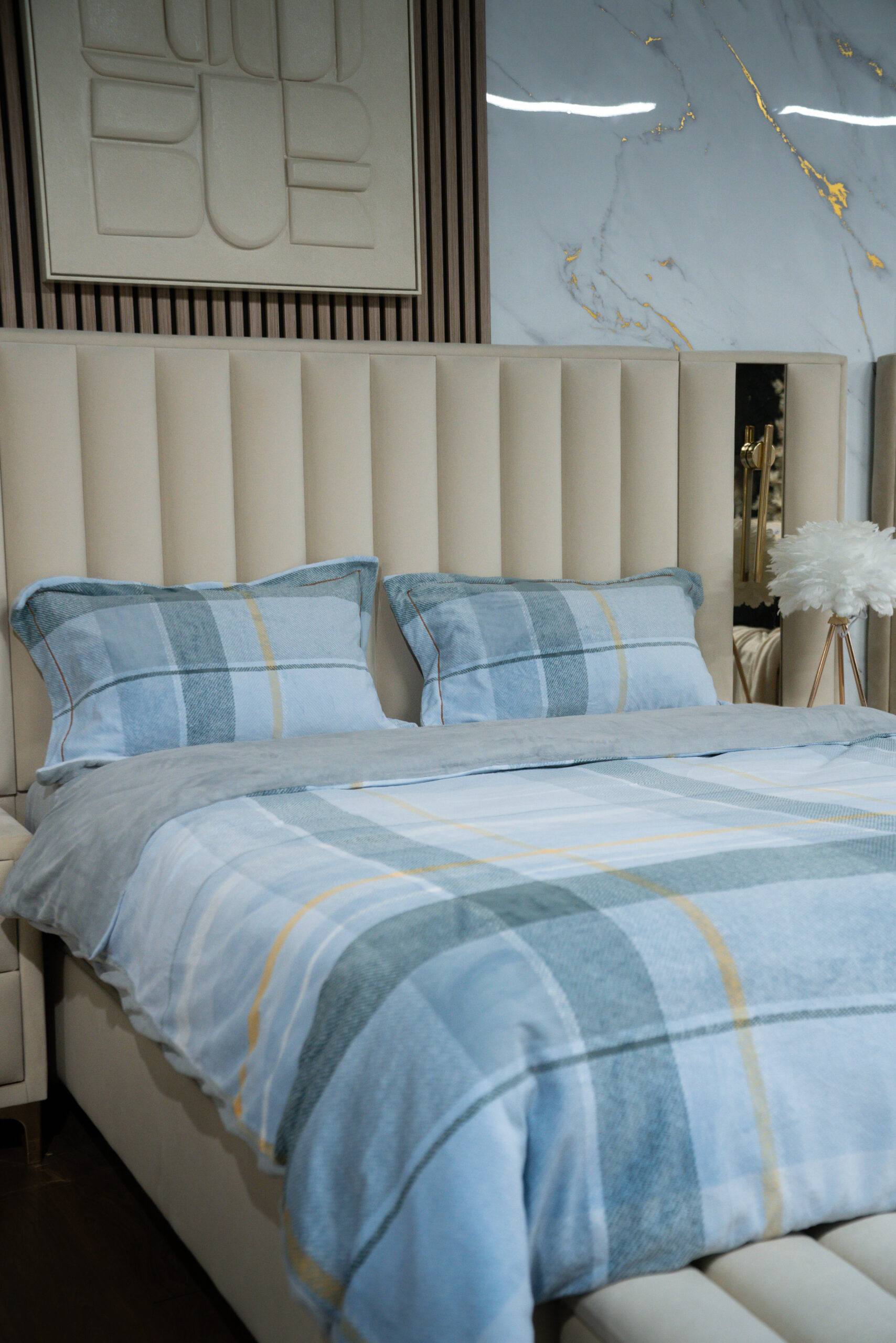 Multicolore pastel (bleu clair, jaune pâle, rose clair, grands carreaux) - Image 5